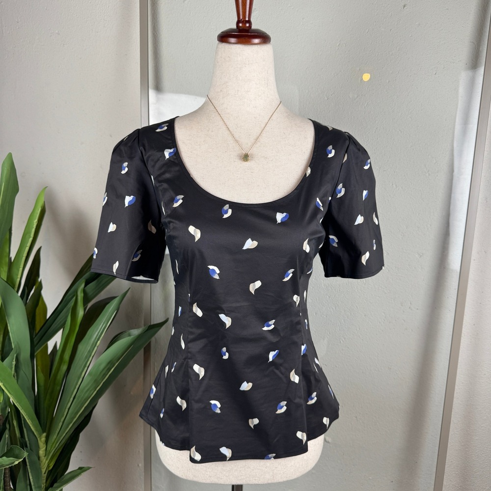 Dark‎ Academia Parisian Romantic Whimsical Minimalist Puff Sleeve WHBM Blouse S